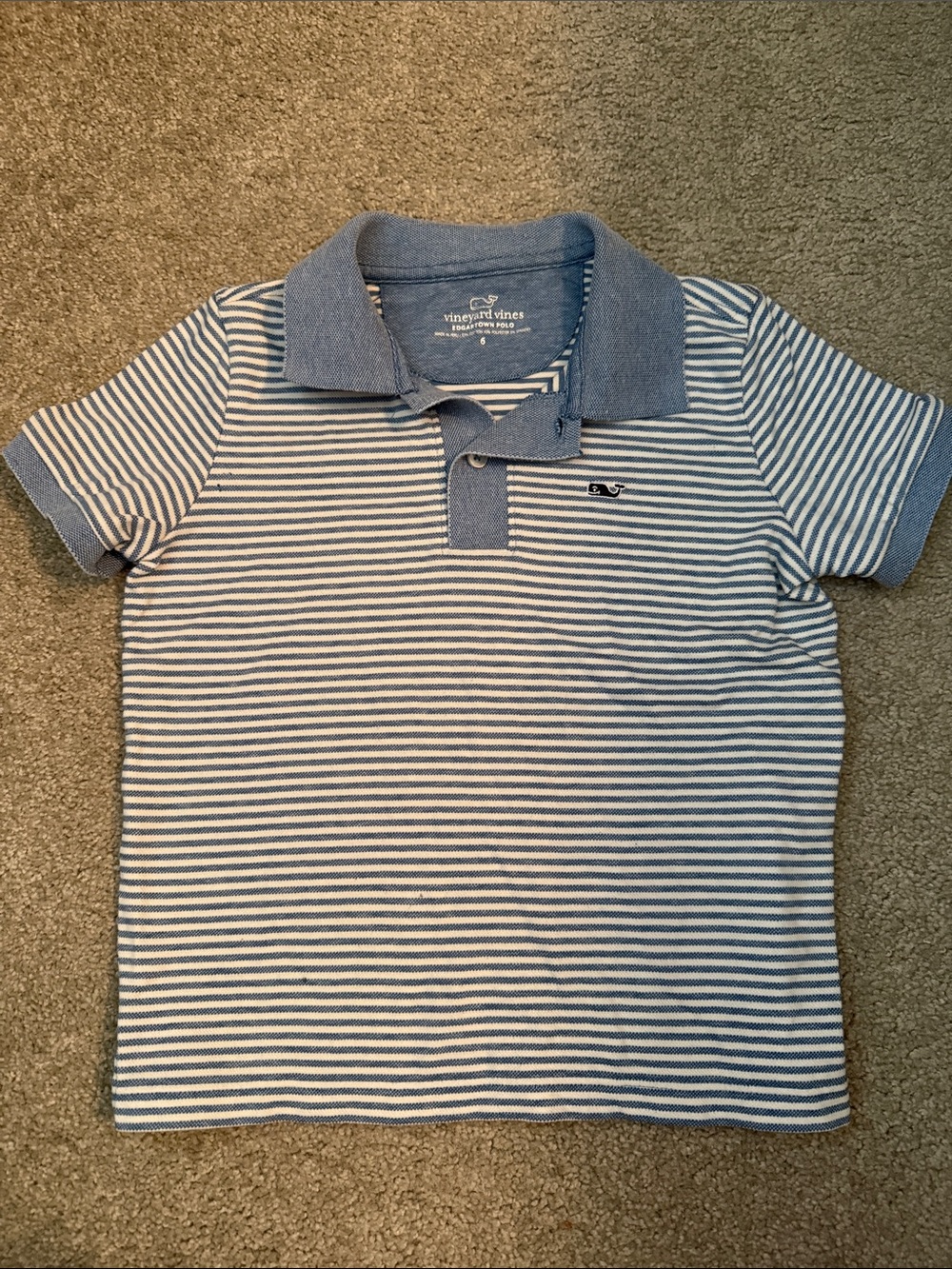 Vineyard Vines Boys Blue & White Striped Polo